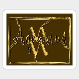 Aquarius, zodiac sign in 3D gold look Sticker